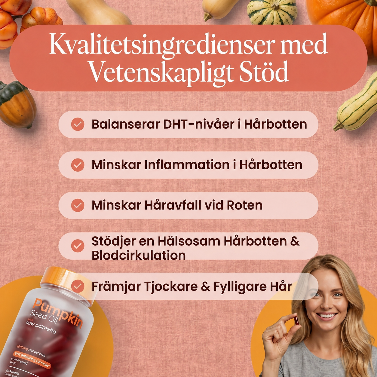 Kallpressad Pumpafröolja | Bromsa håravfallet på 30 dagar