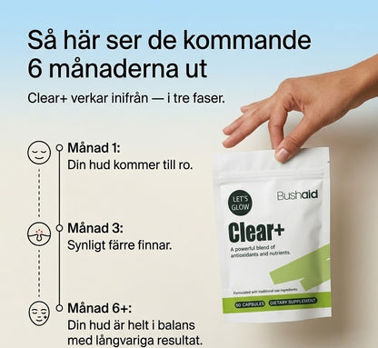 Clear+| 100 % naturligt stöd för hud som är benägen att få finnar.