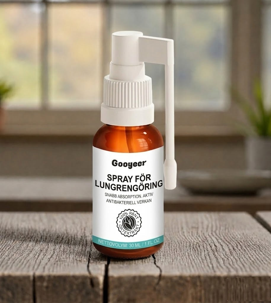Gooyeer-Spray™ | Tar bort upp till 92 % av det ansamlade slemmet i lungorna inom 48 timmar