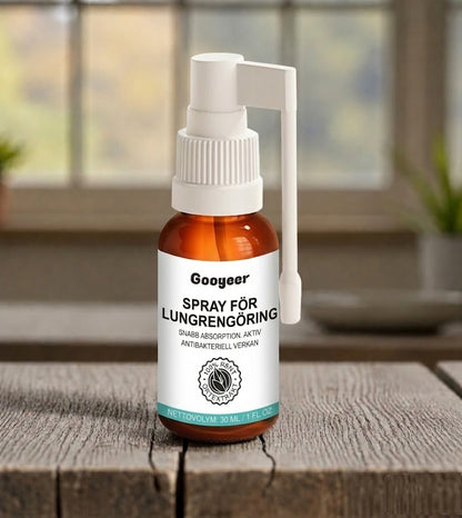 Gooyeer-Spray™ | Tar bort upp till 92 % av det ansamlade slemmet i lungorna inom 48 timmar