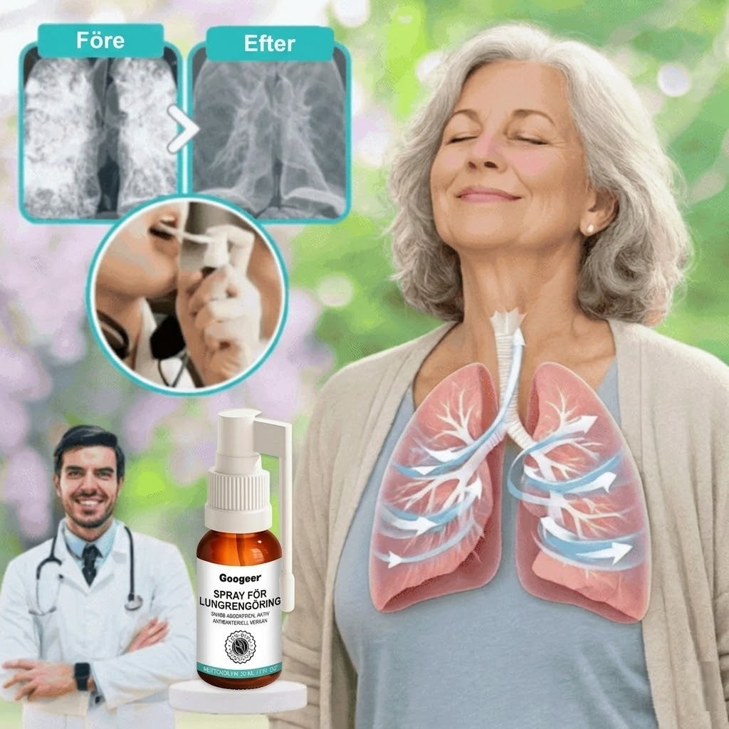 Gooyeer-Spray™ | Tar bort upp till 92 % av det ansamlade slemmet i lungorna inom 48 timmar